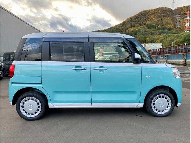 ムーヴキャンバス ストライプスX 届出済み未使用車 スマートアシスト 両側電動スライドドア イージークローザー スマートキー プッシュスタート ハロゲンヘッドライト 電動格納ミラー オーディオレス クリアランスソナー フルタイム4WD(11枚目)