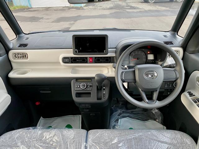 ムーヴキャンバス ストライプスX 届出済み未使用車 スマートアシスト 両側電動スライドドア イージークローザー スマートキー プッシュスタート ハロゲンヘッドライト 電動格納ミラー オーディオレス クリアランスソナー フルタイム4WD(22枚目)