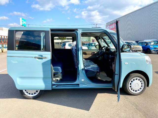 ムーヴキャンバス セオリーX 届出済み未使用車 スマートアシスト 両側電動スライドドア イージークローザー スマートキー プッシュスタート ハロゲンヘッドライト 電動格納ミラー オーディオレス クリアランスソナー フルタイム4WD(11枚目)