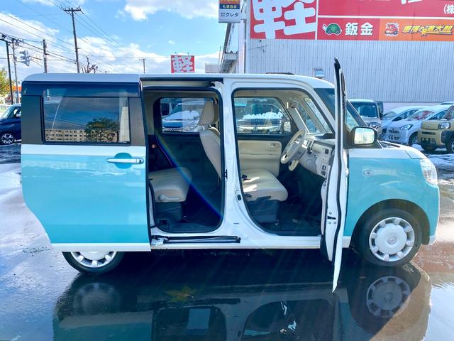 ムーヴキャンバス Ｘ　ＳＡＩＩＩ　スマートアシスト　スマートキー　プッシュスタート　両側電動スライドドア　電動格納ミラー　社外ナビゲーション　バックカメラ　アイドリングストップ　横滑り防止　フルタイム４ＷＤ（13枚目）