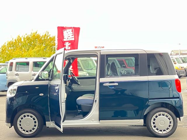 ムーヴキャンバス ストライプスX 届出済み未使用車 スマートアシスト 両側電動スライドドア イージークローザー スマートキー プッシュスタート 電動格納ミラー オーディオレス アイドリングストップ クリアランスソナー 4WD(6枚目)