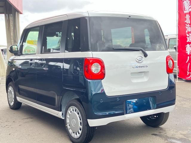 ムーヴキャンバス ストライプスX 届出済み未使用車 スマートアシスト 両側電動スライドドア イージークローザー スマートキー プッシュスタート 電動格納ミラー オーディオレス アイドリングストップ クリアランスソナー 4WD(8枚目)