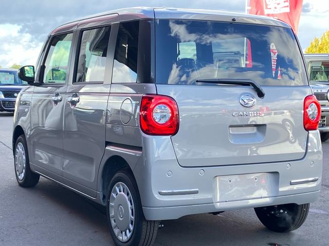 ムーヴキャンバス セオリーＸ　届出済み未使用車　スマートアシスト　両側電動スライドドア　イージークローザー　スマートキー　プッシュスタート　電動格納ミラー　オーディオレス　アイドリングストップ　クリアランスソナー　４ＷＤ（8枚目）