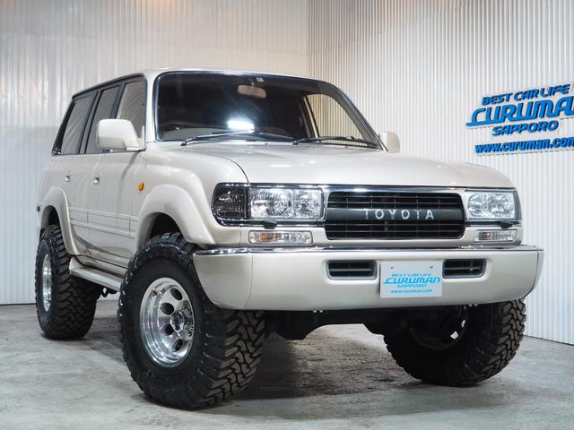 ランドクルーザー８０ ＶＸリミテッド　４ＷＤ　リフトアップ　ＤＥＰＯ製ヘッドライト　ＴＯＹＯＴＡグリル　新品テール　リアスポイラー　５面スモーク　新品ＭＴタイヤ　ミッキートンプソン１６ＡＷ　ガナドールマフラー　サンルーフ　クールＢＯＸ（62枚目）