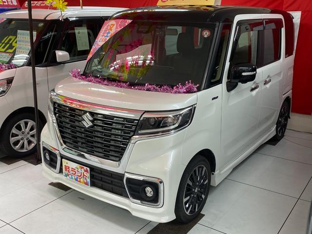 スペーシアカスタム ハイブリッドＸＳターボ　４ＷＤ／ターボ車／９インチ純正ナビ・フルセグ／アラウンドビューモニター／衝突軽減ブレーキ／Ｂｌｕｅｔｏｏｔｈオーディオ／ドライブレコーダー／コーナーセンサー／車線逸脱防止／両側パワースライドドア／（2枚目）