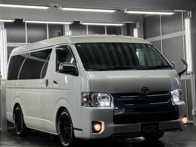ハイエースバン ロングワイドスーパーＧＬ　本州仕入れ／ナイトロパワー１７インチ／新品タイヤ／ローダウン／ベッドキット／両側パワースライド／ＬＥＤヘッドライト／社外ＳＤナビＴＶ／追加スピーカー／バックカメラ／ＥＴＣ車載器／ドラレコ／シートカバー（5枚目）