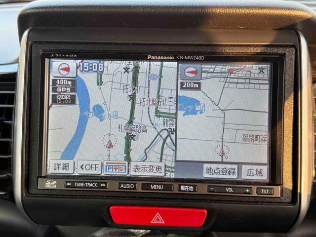 Ｎ－ＢＯＸカスタム Ｇ・Ｌパッケージ　４ＷＤ　ドライブレコーダー　両側スライド・片側電動　ナビ　ＴＶ　オートライト　ＨＩＤ　スマートキー　アイドリングストップ　ベンチシート　ＣＶＴ　盗難防止システム　ＡＢＳ　ＥＳＣ　アルミホイール（4枚目）