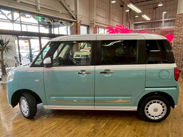 ムーヴキャンバス ストライプスＧ　運転席・助手席側パワースライドドア　ＡＢＳ　アイドリングストップ　運転席・助手席シートヒーター　衝突被害軽減システム　クリアランスソナー　ＬＥＤヘッドライト　プッシュスタート（8枚目）