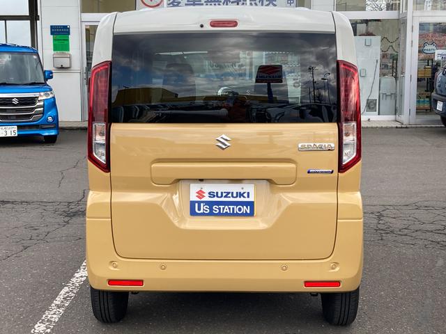 スペーシア ※ブラックフライデー※ＨＹＢＲＩＤ　Ｘ　４ＷＤ　全方位カメラ付９インチナビ付　別途当社パックでさらに快適に　スチールホイール　ＬＥＤヘッドランプ　ＳＲＳエアバック　オートライト　イモビライザー　キーレスプッシュ　衝突被害軽減、後退時ブレーキサポート（5枚目）