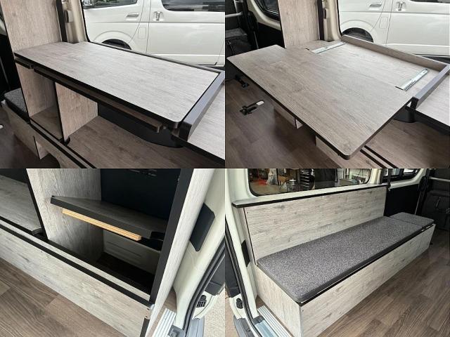 ハイエースバン ロングＤＸ　ＷｏｏｄＲｉｍ　ＢＩＧ－Ｘメカレス　ＥＴＣ　デジタルインナーミラー　パノラミックビューモニター　助手席エアバック　リヤヒーター　クーラー　ＡＣ１００Ｖ　フロントスポイラー　オーバーフェンダー　タイヤ（6枚目）