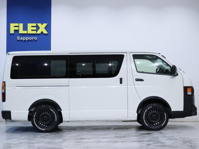 ハイエースバン ロングＤＸ　ＷｏｏｄＲｉｍ　ＢＩＧ－Ｘメカレス　ＥＴＣ　デジタルインナーミラー　パノラミックビューモニター　助手席エアバック　リヤヒーター　クーラー　ＡＣ１００Ｖ　フロントスポイラー　オーバーフェンダー　タイヤ（30枚目）