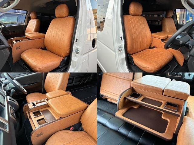 ハイエースバン ロングＧＬ　寒冷地仕様　インテリジェントクリアランスソナー　デジタルインナーミラー　ＰＶＭ　パールホワイト　パワースライドドア　フルフラット内装架装　アルミ　フロントスポイラー　ＬＥＤテール　ナビ　後席モニター（8枚目）