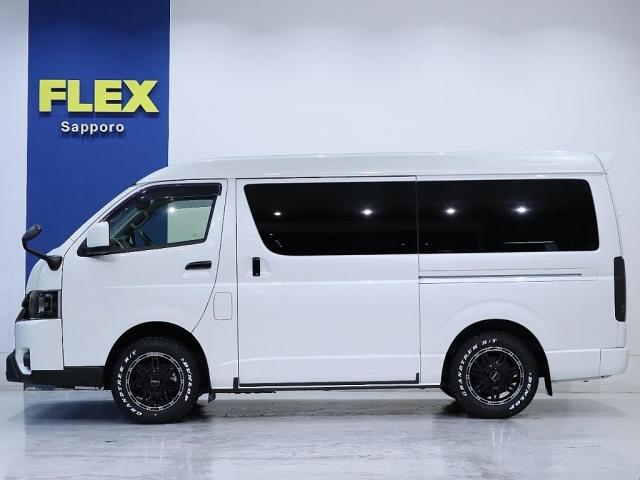 ハイエースバン ロングＧＬ　寒冷地仕様　インテリジェントクリアランスソナー　デジタルインナーミラー　ＰＶＭ　パールホワイト　パワースライドドア　フルフラット内装架装　アルミ　フロントスポイラー　ＬＥＤテール　ナビ　後席モニター（18枚目）