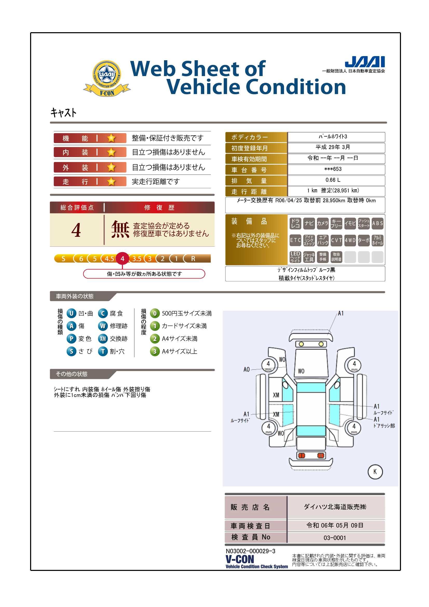 車両状態評価書