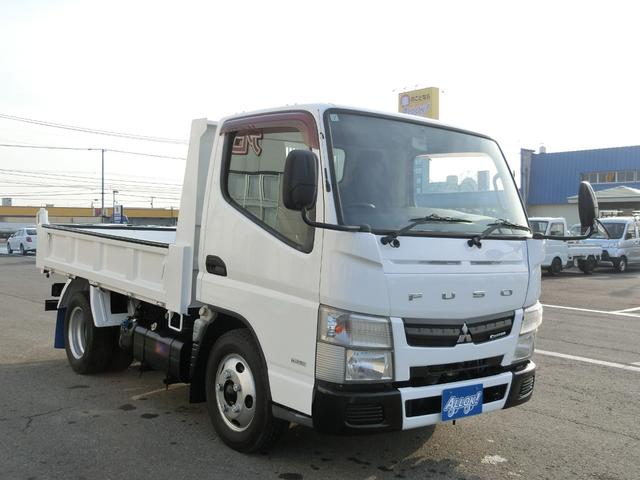 キャンター 全低床ダンプ　３ｔ　ＡＴ　荷台内寸　長さ３０５ｃｍ　幅１５９ｃｍ　高さ３８ｃｍ　新明和ＤＲ２－０１１０ＳＹ　レベライザー　リヤマッドガード　ＥＴＣ　オールシーズンタイヤ　アオリガード（3枚目）