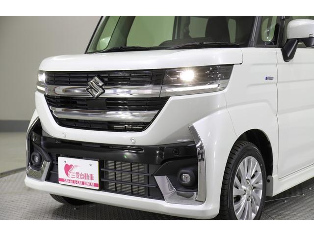 スペーシアカスタム ハイブリッドGS 4WD レンタアップ 社外ナビ フルセグTV ETC 衝突軽減サポート Iストップ 片側パワスラ シートH Hミラー ステコン クルコン ブレーキH レーンアシスト コーナーセンサー LED 純正AW(50枚目)