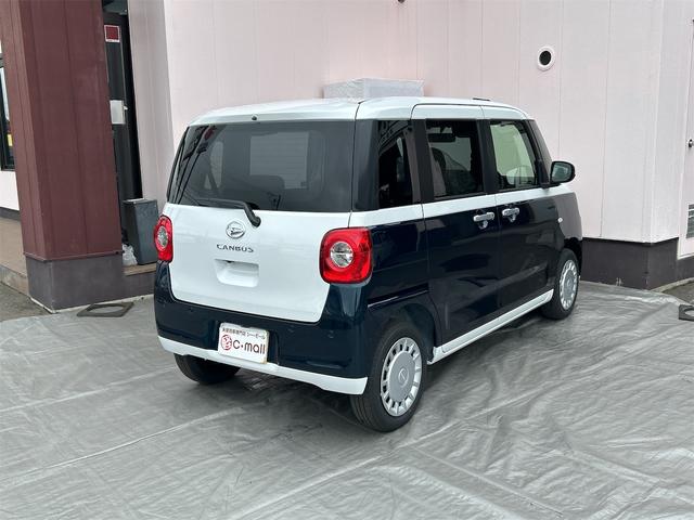 ムーヴキャンバス ストライプスＸ　４ＷＤ　バックカメラ　両側電動スライドドア　クリアランスソナー　衝突被害軽減システム　オートライト　スマートキー　アイドリングストップ　電動格納ミラー　ベンチシート　ＣＶＴ　盗難防止システム　ＡＢＳ（19枚目）