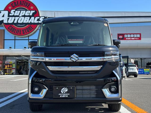 スペーシアカスタム ハイブリッドXS 届出済未使用車 マイルドHV 全方位カメラ付ナヒ 両側パワースライドドア ハーフレザーシート フルLEDヘッドライト ステリモ AAC スズキセーフティサポート 前席シートヒーター(2枚目)