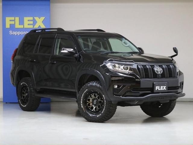 ランドクルーザープラド ＴＸ　Ｌパッケージ　ワンオーナー　リフトＵＰ　ＪＡＯＳスキッドバー　オーバーフェンダー　サンルーフ　ＢＩＧ－Ｘ１１ナビ　フロント＆バックカメラ　レイズホイール　グッドリッチ　ロッソモデロマフラー　ヒッチメンバー　寒冷地（4枚目）