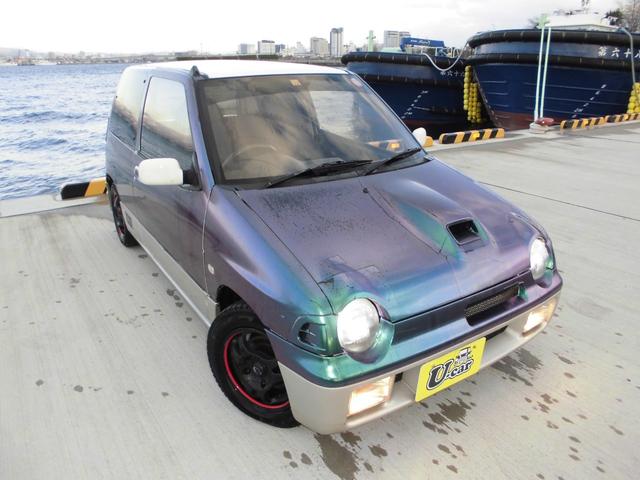 アルトワークス ＲＳ／Ｒ　５ＭＴ　４ＷＤ　ツインカムＩＣターボ　ＲＳ－Ｒダウンサス　社外ラテラルロッド　ＬＥＤヘッド　砲弾スポーツマフラー　タイベル交換済　ラッピング　社外ハンドル　ＥＴＣ　関東仕入れサビ無し　修復歴無し（4枚目）