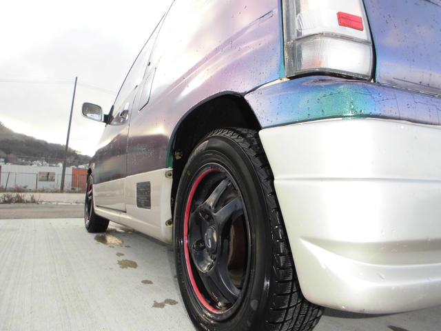 アルトワークス ＲＳ／Ｒ　５ＭＴ　４ＷＤ　ツインカムＩＣターボ　ＲＳ－Ｒダウンサス　社外ラテラルロッド　ＬＥＤヘッド　砲弾スポーツマフラー　タイベル交換済　ラッピング　社外ハンドル　ＥＴＣ　関東仕入れサビ無し　修復歴無し（11枚目）