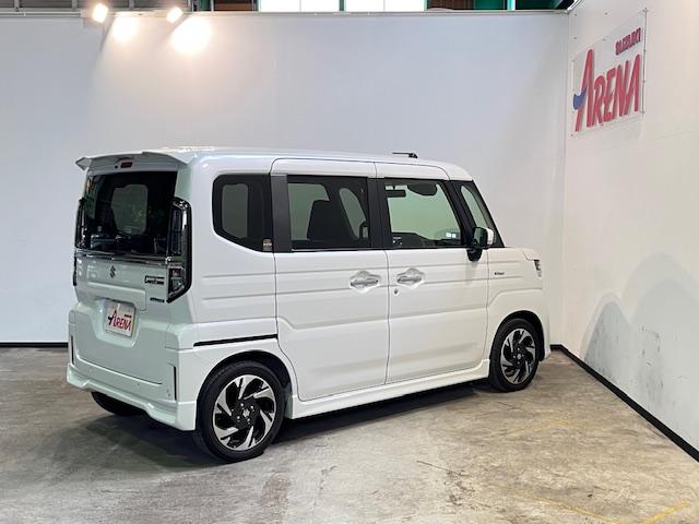 スペーシアカスタム ハイブリッドＸＳターボ　４ＷＤ　スズキコネクト対応車　メーカーＯＰ９インチナビ　全方位カメラ　フルセグＴＶ　Ｂｌｕｅｔｏｏｔｈ接続可　両側パワスラ　ハーフレザーシート　オットマン　フルフラットシート　ＬＥＤヘッドライト（18枚目）