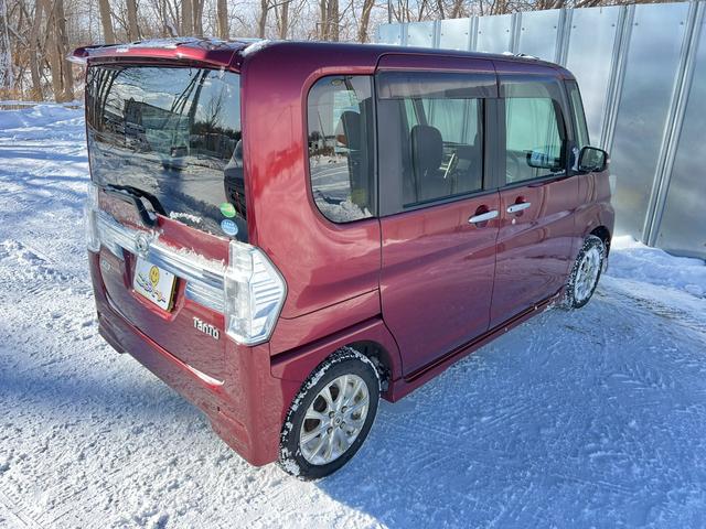 タント カスタムＲＳ　４ＷＤ　車検Ｒ９年３月１９日　ターボ　スタッドレス装着済　両側パワースライドドア　スマートキー　プッシュスタート　社外ディスプレイオーディオ　ブリヂストン　冬タイヤ　社外ＡＷ　エコアイドル　修復歴なし（15枚目）