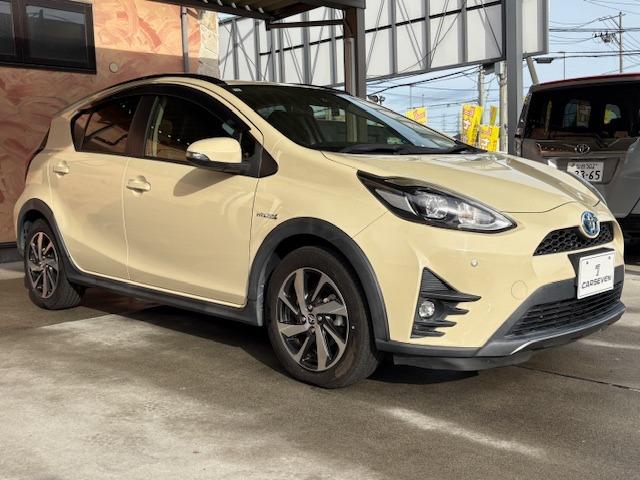 アクア クロスオーバー セーフティセンス 衝突軽減 レーンアシスト コーナーセンサー オートハイビーム 純正ナビ バックカメラ Bluetooth フルセグ ETC ドラレコ ハーフレザー シートヒーター LED 純正AW(4枚目)