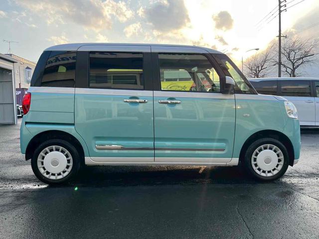 ムーヴキャンバス ストライプスＧ　ＥＴＣ　両側電動スライドドア　ＴＶ　クリアランスソナー　衝突被害軽減システム　オートライト　スマートキー　アイドリングストップ　電動格納ミラー　シートヒーター　ベンチシート　ＣＶＴ　ＥＳＣ　ＣＤ（5枚目）