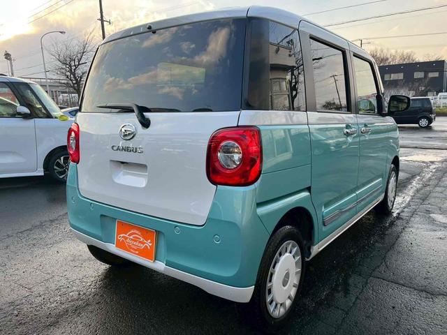 ムーヴキャンバス ストライプスＧ　ＥＴＣ　両側電動スライドドア　ＴＶ　クリアランスソナー　衝突被害軽減システム　オートライト　スマートキー　アイドリングストップ　電動格納ミラー　シートヒーター　ベンチシート　ＣＶＴ　ＥＳＣ　ＣＤ（6枚目）