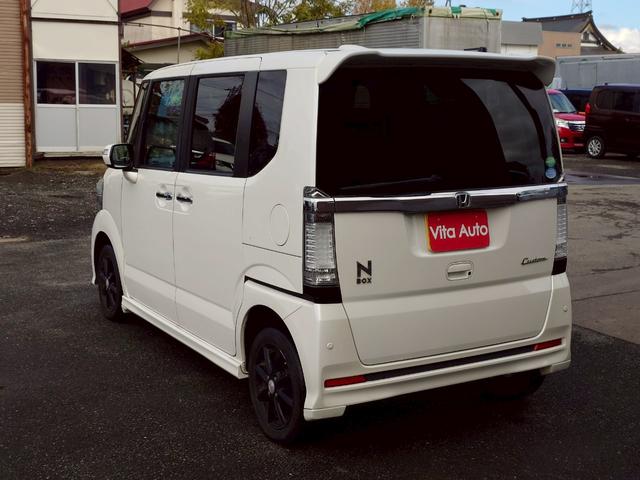 N-BOXカスタム G・ターボAパッケージ 4WD HDDナビ ワンセグTV スマートキー HIDヘッドライト 衝突軽減ブレーキ 両側パワスラ クルコン 社外14インチアルミ(10枚目)