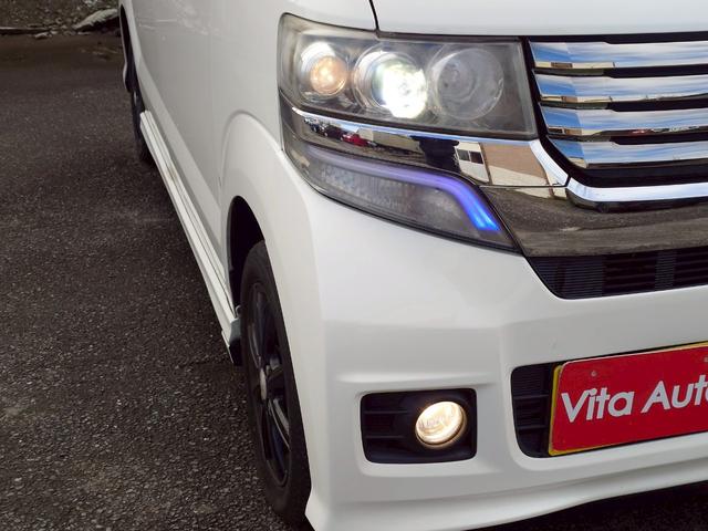 N-BOXカスタム G・ターボAパッケージ 4WD HDDナビ ワンセグTV スマートキー HIDヘッドライト 衝突軽減ブレーキ 両側パワスラ クルコン 社外14インチアルミ(15枚目)