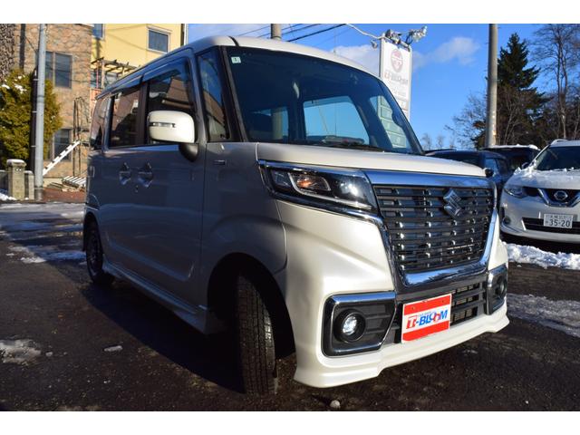 スペーシアカスタム ハイブリッドGS 4WD 本州仕入れ フルセグTV対応ナビ Bluetooth アイドリングストップ パワースライドドア シートヒーター ミラーヒーター プッシュスタート スマートキー LEDヘッドライト(6枚目)