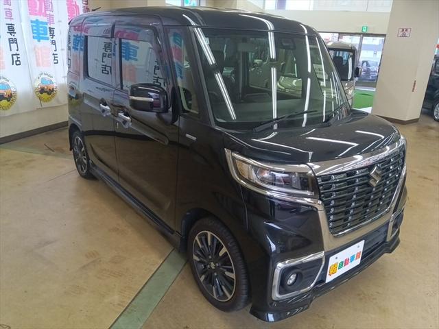 スペーシアカスタム ハイブリッドXS 4WD 衝突軽減ブレーキ Bluetooth 社外ナビTV 両側パワースライドドア シート・ミラーヒーター 誤発進抑制装置 横滑り防止装置 W・サイドエアバッグ ABS スマートキー プッシュスタート(4枚目)