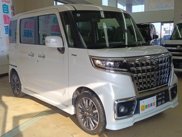 スペーシアカスタム ハイブリッドＸＳ　後期型　４ＷＤ　衝突軽減ブレーキ　Ｂｌｕｅｔｏｏｔｈ　バックカメラ　ドラレコ　社外ナビ　両側パワースライドドア　電動ミラー　車線逸脱　スマキー　禁煙　アイドルストップ　シートＨ　ＬＥＤヘッドライト（4枚目）