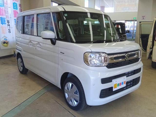 スペーシア ハイブリッドＸ　セーフティプラスパッケージ装着車　届出済未使用車　４ＷＤ　衝突軽減ブレーキ　両パワースライドドア　シートヒーター　ミラーヒーター　アイドリングストップ　誤発進抑制装置　横滑り防止装置　クルコン（4枚目）