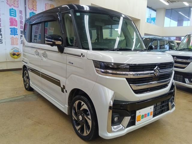 スペーシアカスタム ハイブリッドＸＳターボ　全方位モニター付社外９インチナビＴＶ　スズキコネクト　　衝突軽減ブレーキ　Ｂｌｕｅｔｏｏｔｈ　全方位カメラ・バックカメラ　両側パワースライドドア　ＥＴＣ　シートヒーター　４ＷＤ（8枚目）