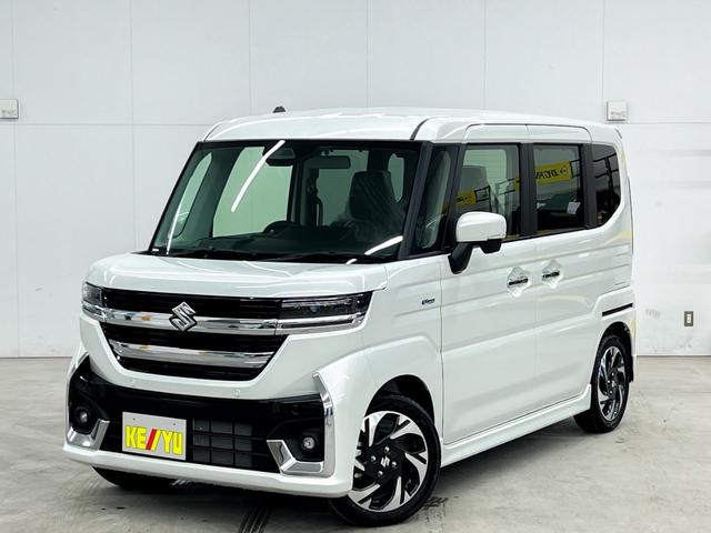 スペーシアカスタム ハイブリッドXSターボ 4WD 届出済未使用車 スズキコネクト対応純正9インチナビ アラウンドビューモニター フルセグTV Bluetooth 両側電動スライドドア シートヒーター 衝突被害軽減ブレーキ ステアリングヒーター(3枚目)