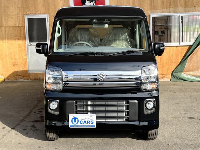 エブリイワゴン ＰＺターボ　登録済未使用車　衝突被害軽減ブレーキ　ハイルーフ　バックアイカメラ付ディスプレーオーディオ　片側電動スライドドア　ＬＥＤヘッドライト　レーンアシスト　シートヒーター　電動格納ミラー　オートライト（2枚目）