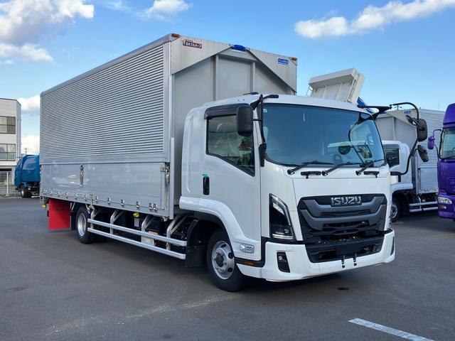 フォワード 日本フルハーフアルミウイング リアエアサス ラッシングレール2段 セイコラック2個 引き出しフック10個 門枠ステンレス エアサス ベッド付 ワイドロングボディ(2枚目)