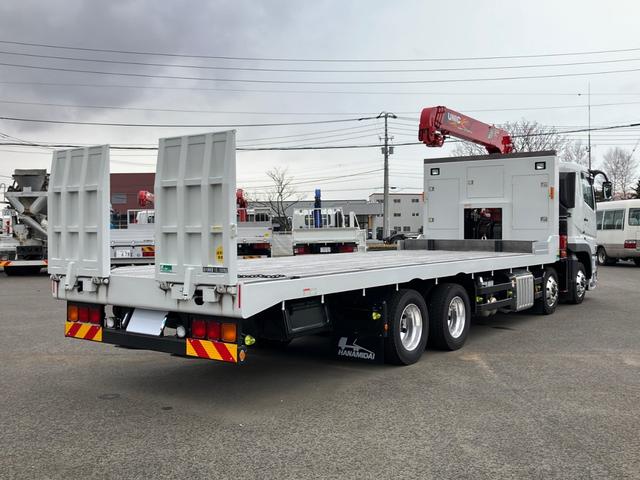 スーパーグレート 　花見台クレーン付セーフティローダー　ユニック４段（２．９３ｔ）　ラジコン　フックイン　警報型　一般仕様　自動あゆみ付　ウィンチ　床フック１２個　スタンション穴２個　アルミホイール　８×４　３９４馬力（3枚目）