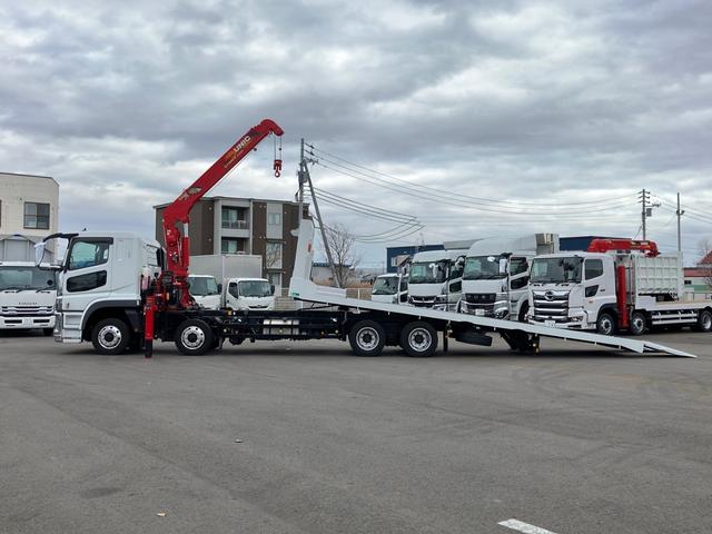 スーパーグレート 　花見台クレーン付セーフティローダー　ユニック４段（２．９３ｔ）　ラジコン　フックイン　警報型　一般仕様　自動あゆみ付　ウィンチ　床フック１２個　スタンション穴２個　アルミホイール　８×４　３９４馬力（5枚目）