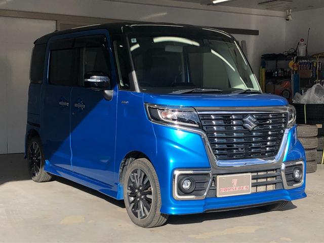 スペーシアカスタム 　夏冬タイヤ付き　純正８インチナビ　フルセグ　Ｂｌｕｅｔｏｏｔｈ　全方位カメラ　両側パワースライドドア　前席シートヒーター　純正エンジンスターター　デュアルセンサーブレーキサポート　車線逸脱　横滑り防止（4枚目）