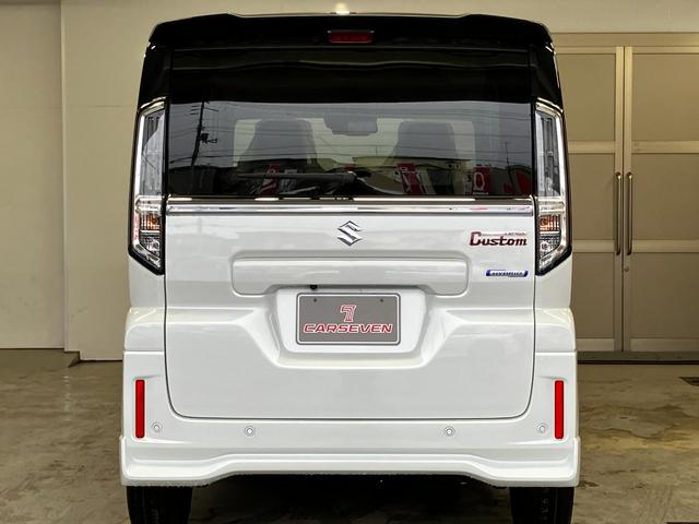 スペーシアカスタム ハイブリッドＸＳ　４ＷＤ　届出済未使用車　スズキセーフティー　スズキコネクト　全方位カメラ　９型ナビ　フルセグ　１５インチ純正ＡＷ　ＡｐｐｌｅＣａｒＰｌａｙ　ステアリングヒーター　電動パーキング　マルチユースフラップ（6枚目）