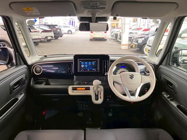 ワゴンＲスマイル ハイブリッドＳ　４ＷＤ　スズキセーフティサポート　社外ナビ　地デジＴＶ　Ｂｌｕｅｔｏｏｔｈ　バックカメラ　シートヒーター　両側電動スライドドア　ハイビームアシスト　ＥＴＣ　コーナーセンサー　衝突被害軽減装置　　禁煙車（3枚目）