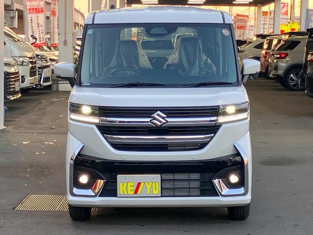 スペーシアカスタム ハイブリッドGS 4WD 届出済未使用車 追従レーダークルーズ 標識認知機能 レーンアシスト 誤発進抑制機能 コーナーセンサー シートヒーター USB充電 片側電動スライドドア LEDヘッドライト ハイビームアシスト(6枚目)