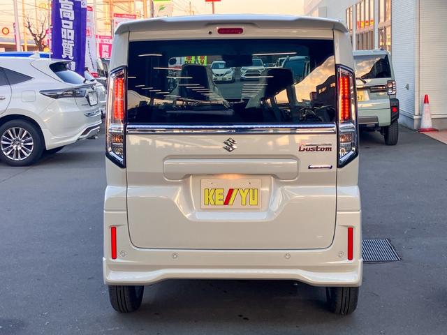 スペーシアカスタム ハイブリッドGS 4WD 届出済未使用車 追従レーダークルーズ 標識認知機能 レーンアシスト 誤発進抑制機能 コーナーセンサー シートヒーター USB充電 片側電動スライドドア LEDヘッドライト ハイビームアシスト(10枚目)