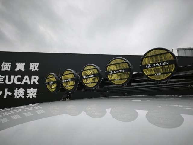 デリカＤ：５ Ｐ　ＪＡＯＳ製（ルーフラック・リヤラダー・ＬＥＤライト付グリル・サイドステップ・ルーフスポイラー・スキッドバー）　Ｄ：５専用１１型ナビ　ＥＴＣ　ドライブレコーダー　ＢＦグッドリッチオールテレーンタイヤ（4枚目）