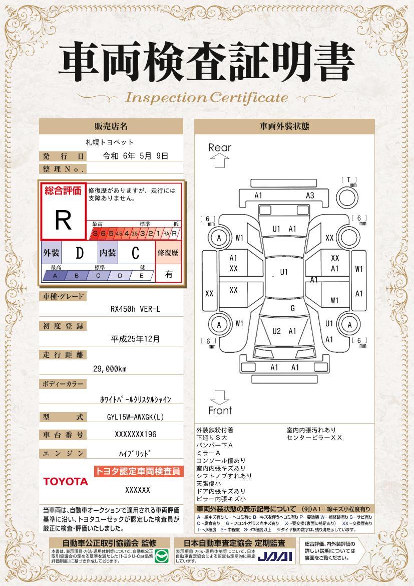 車両状態評価書