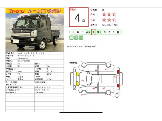 キャリイトラック 　ワンオーナー車　夏冬タイヤ付　衝突軽減システム　ＬＥＤヘッドライト　オートマチックハイビーム　オートライト　寒冷地仕様　スペアタイヤ（3枚目）